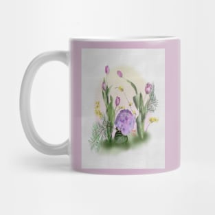 ikebana watercolor tulips with a hyacinth Mug